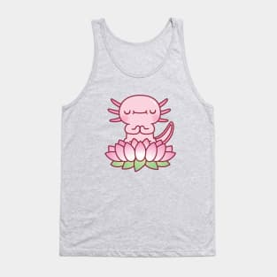 Cute Axolotl Meditating On Lotus Flower Tank Top